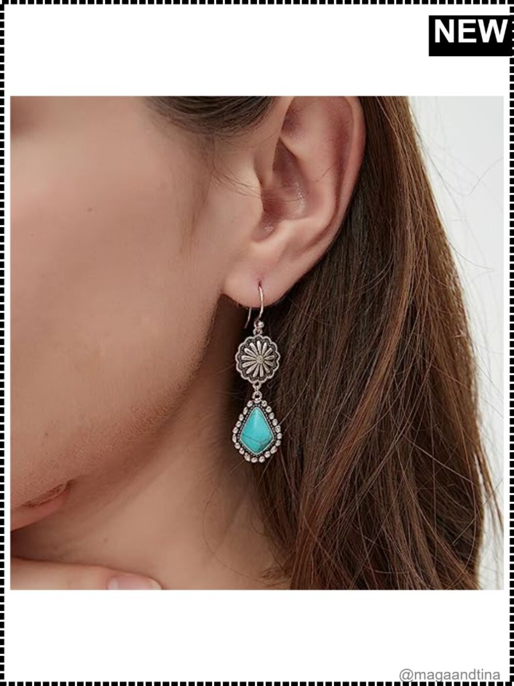 Turquoise Teardrop Dangle Earrings 925 Sterling Silver Hook